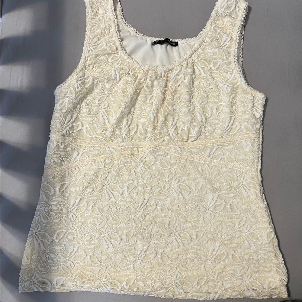 Maurice’s cream lace overlay dress shirt